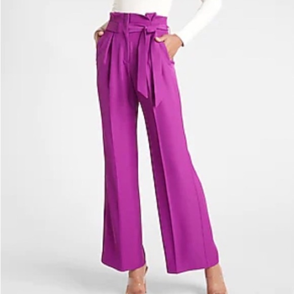 Express High Waisted Belted Twill Wide Leg Pant - 2 Short - New With Tags